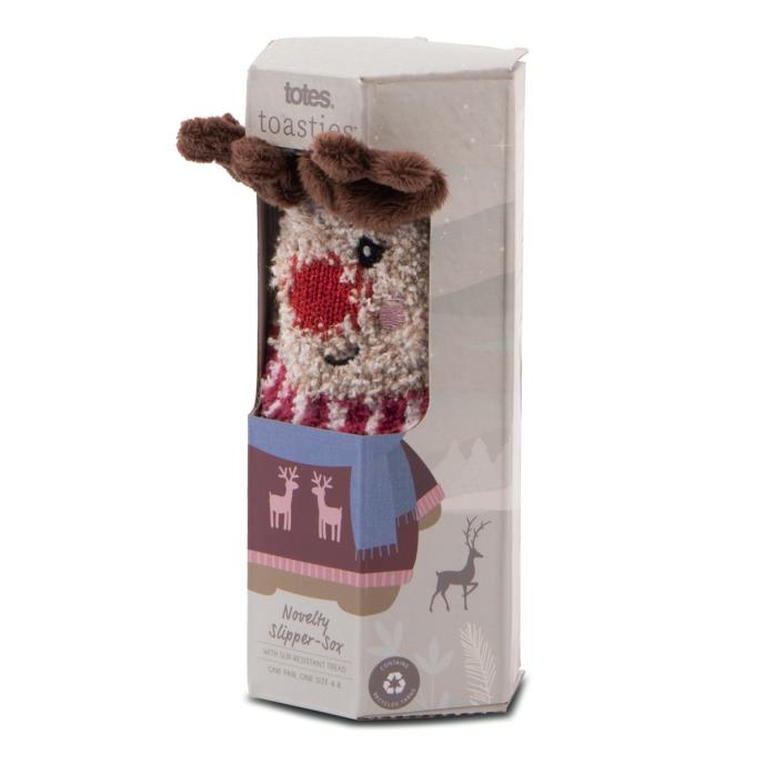 totes toasties Ladies Novelty Supersoft Socks Reindeer Extra Image 1